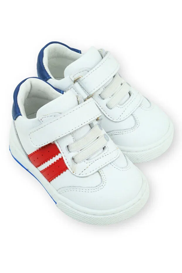 Детские кеды для девочек с принтом First step comfortable fit sneakers white-red Nubebe, White-Red — фото 4