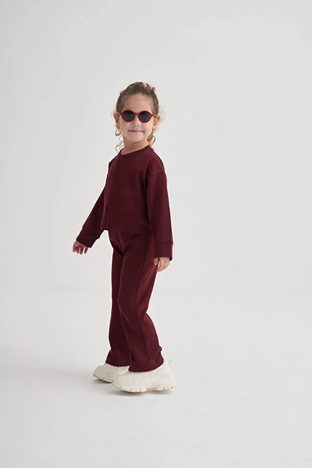 Детский комплект для девочек с высокой талией Oliven The Kid, Burgundy — фото 2