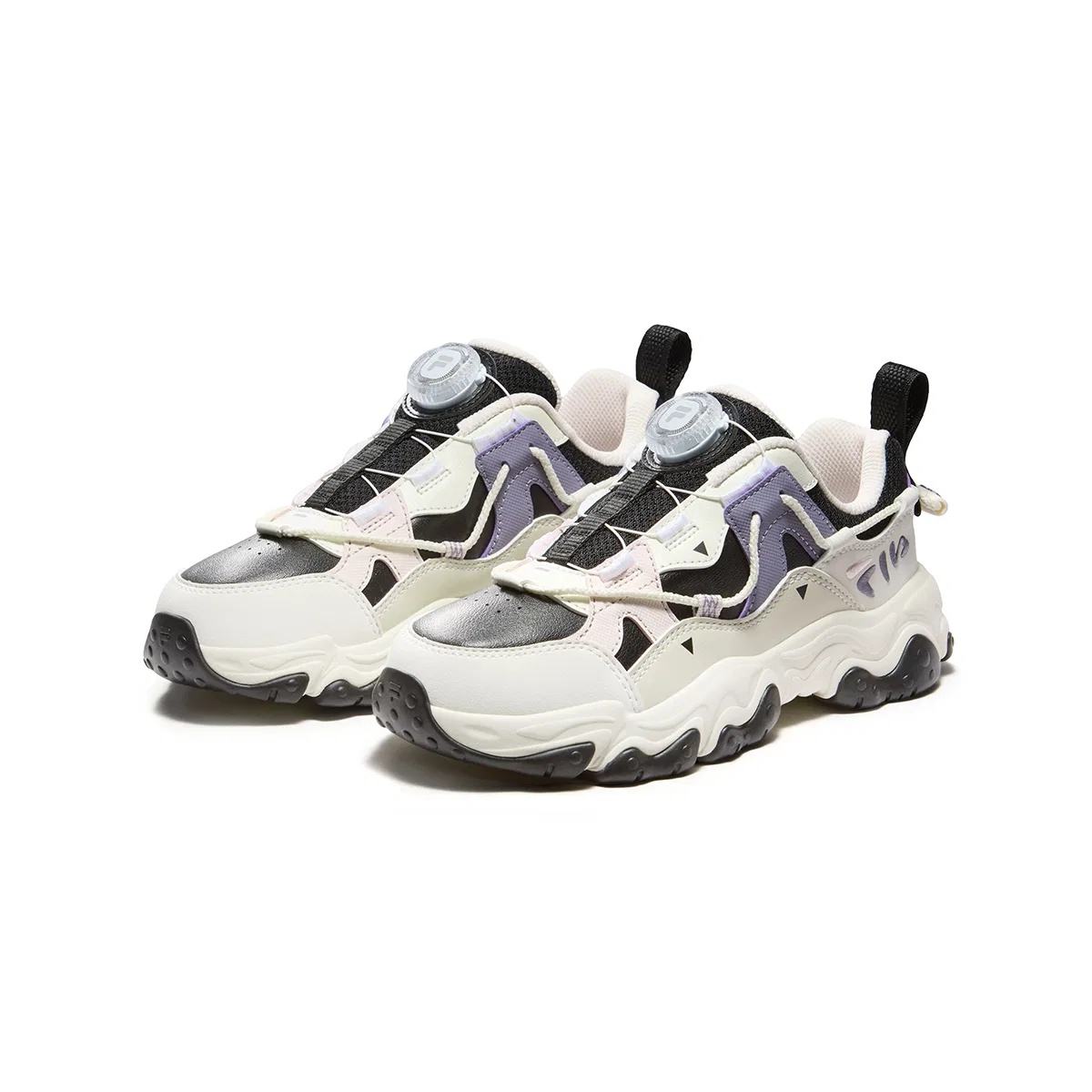 Детские кроссовки для бега с сетчатым верхом FILA KIDS, Black/Milk White — фото 4
