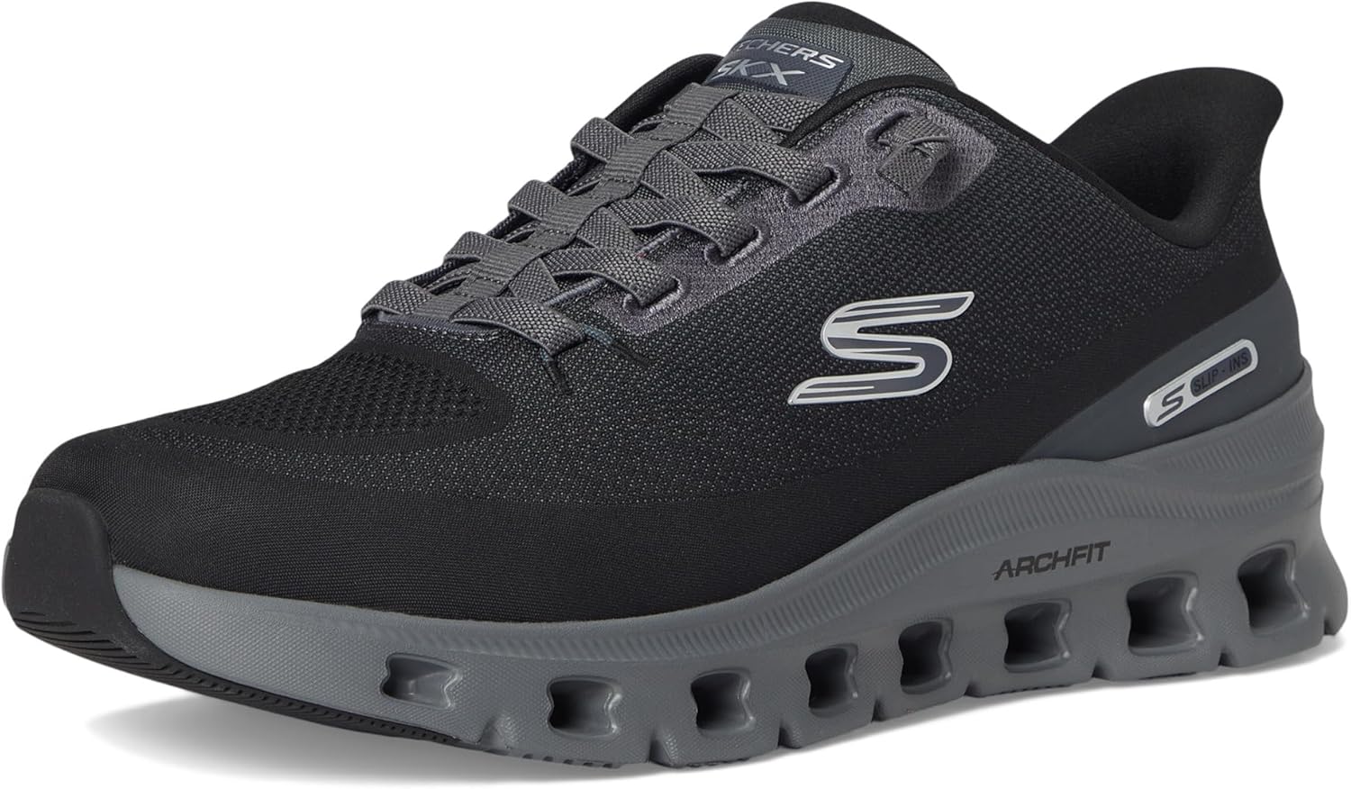 Мужские кроссовки Skechers Arch Fit Glide-Step Pro с удобной вставкой и легким надеванием, черный/угольный — фото 2