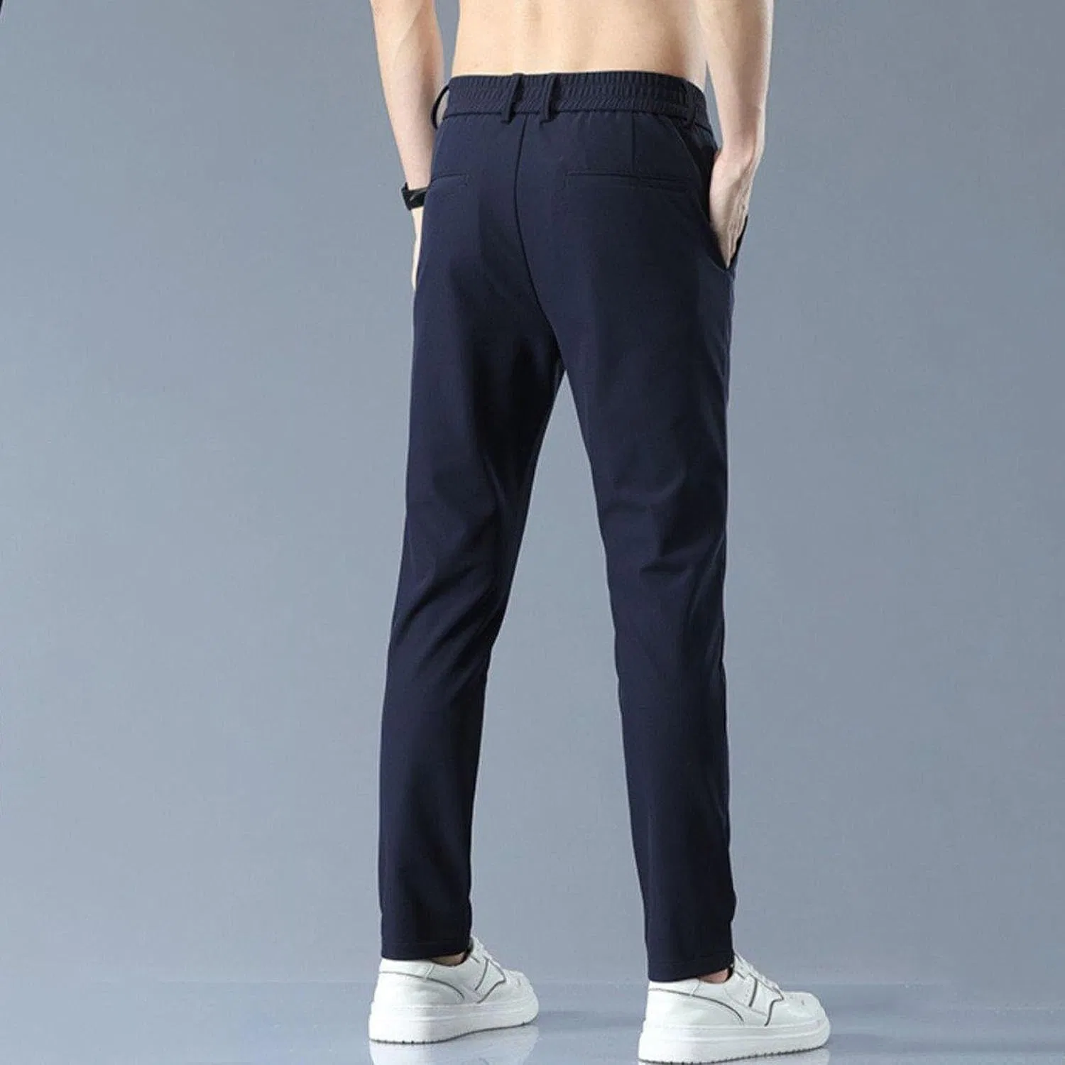 Мужские классические брюки Slim Fit с хлопком, синий — фото 2