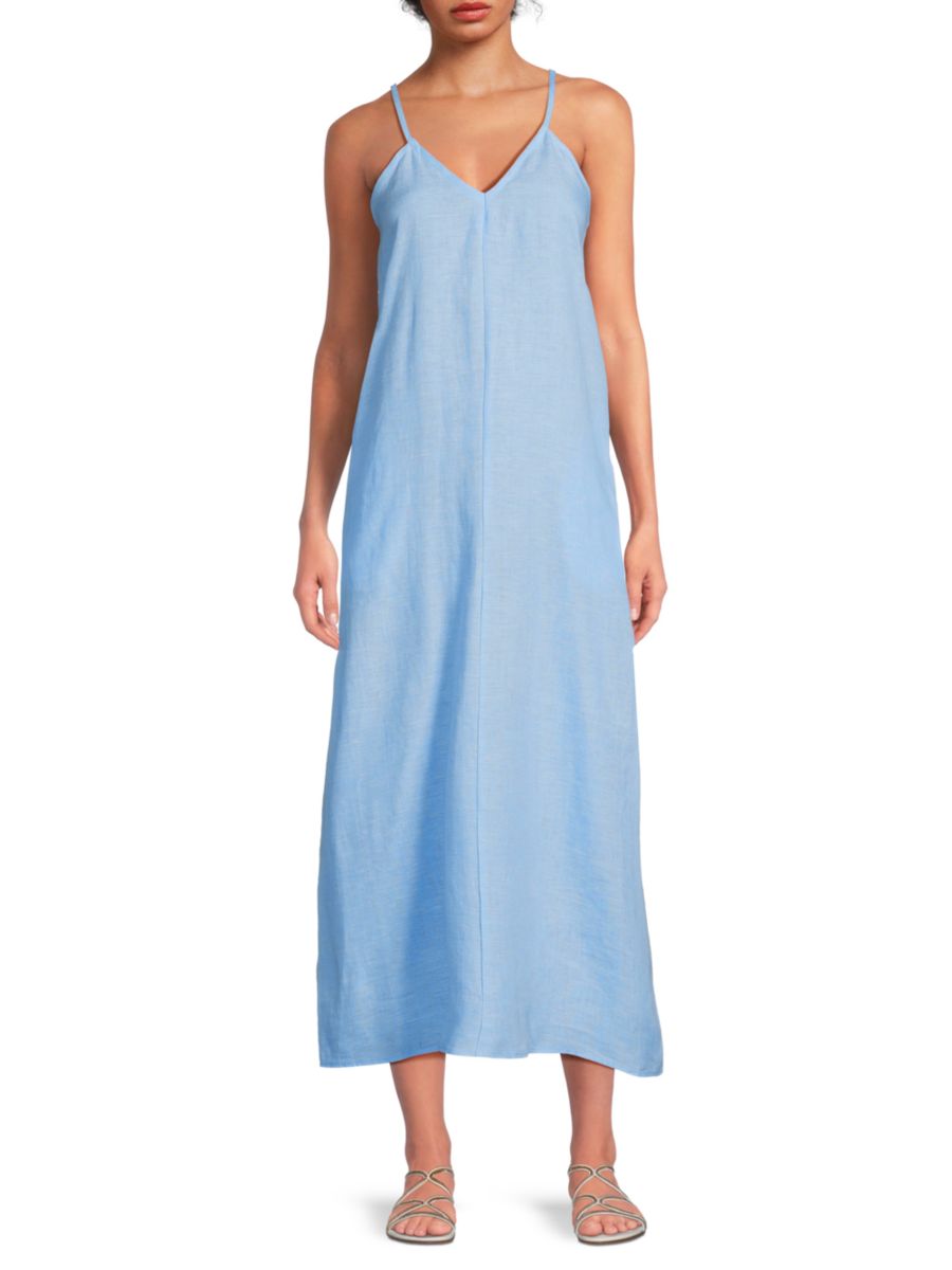 

Платье макси А-силуэта из 100% льна Saks Fifth Avenue, цвет Chambray