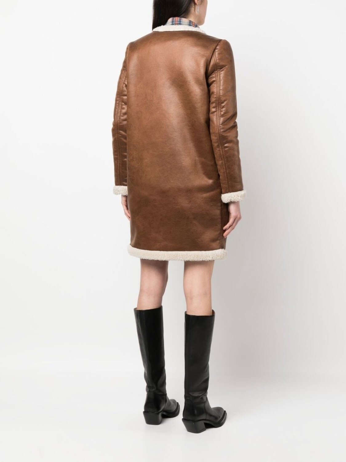 Пальто без воротника из искусственной овчины Dsquared2, коричневый — фото 4