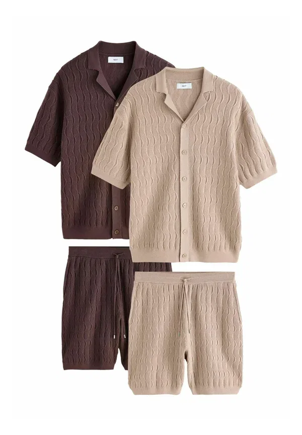 Комплект из 2 шорт Regular fit, текстурированный трикотаж, Next, коричневый, нейтральный