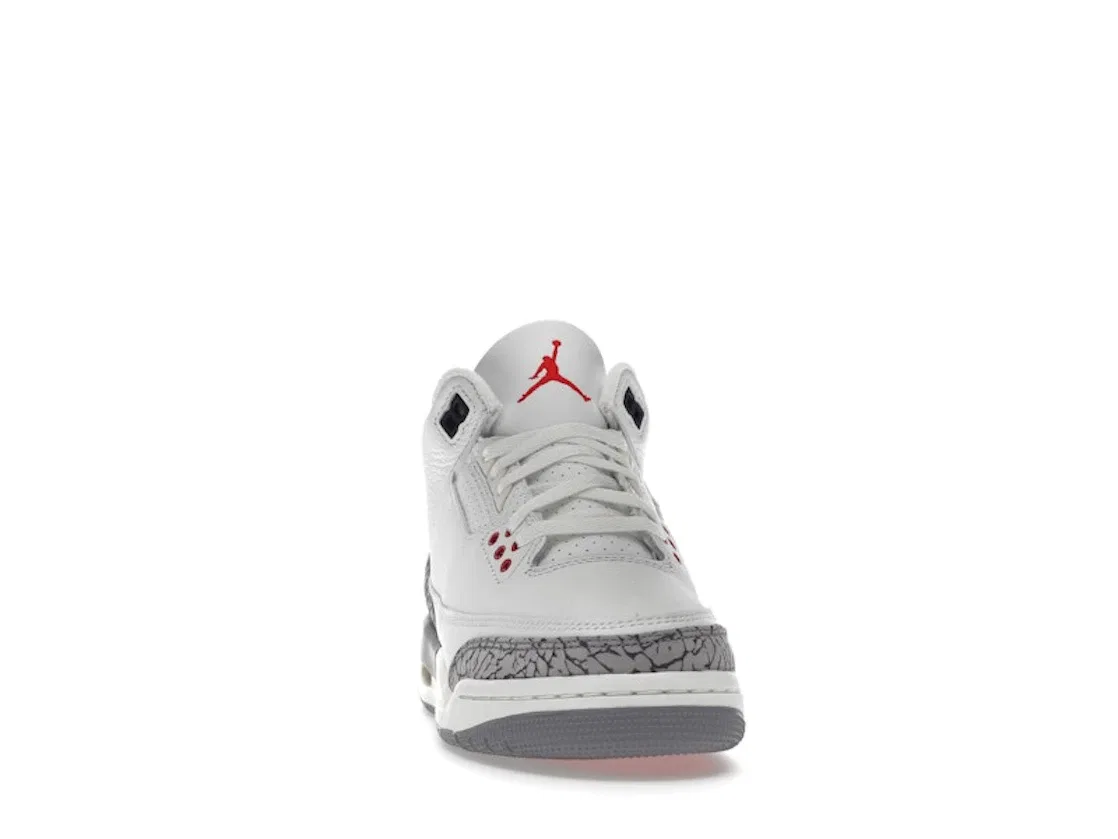 Детские кроссовки Lifestyle с принтом слоновьей кожи Jordan 3 Retro Jordan, Summit White Fire Red Black Cement Grey — фото 2