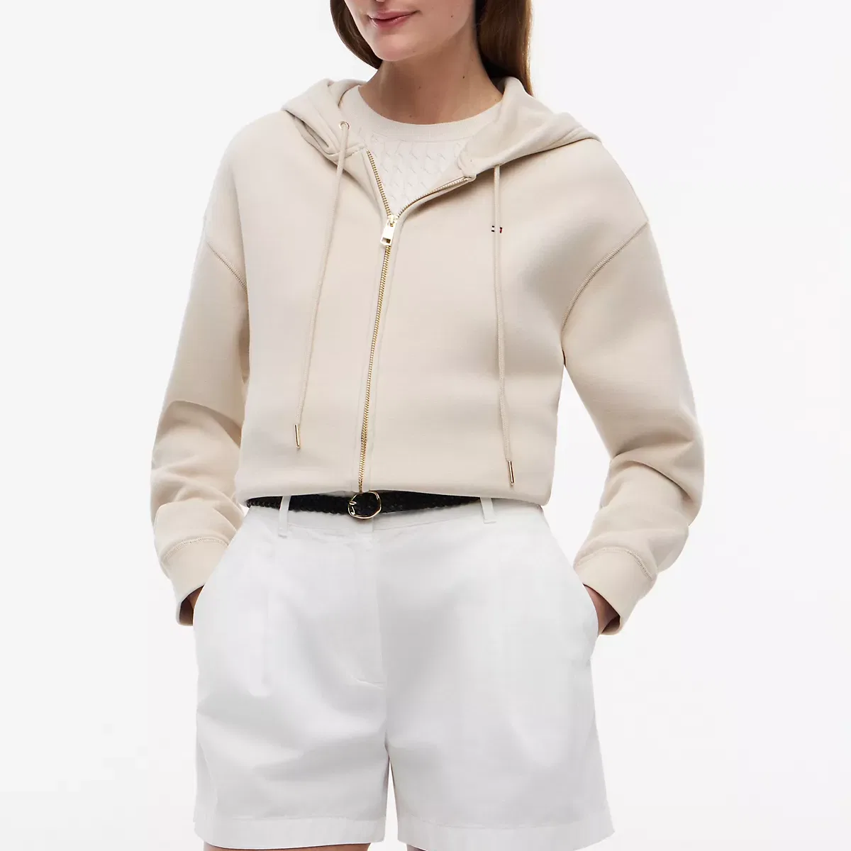 Женский худи с капюшоном Beige Tommy Hilfiger — фото 4