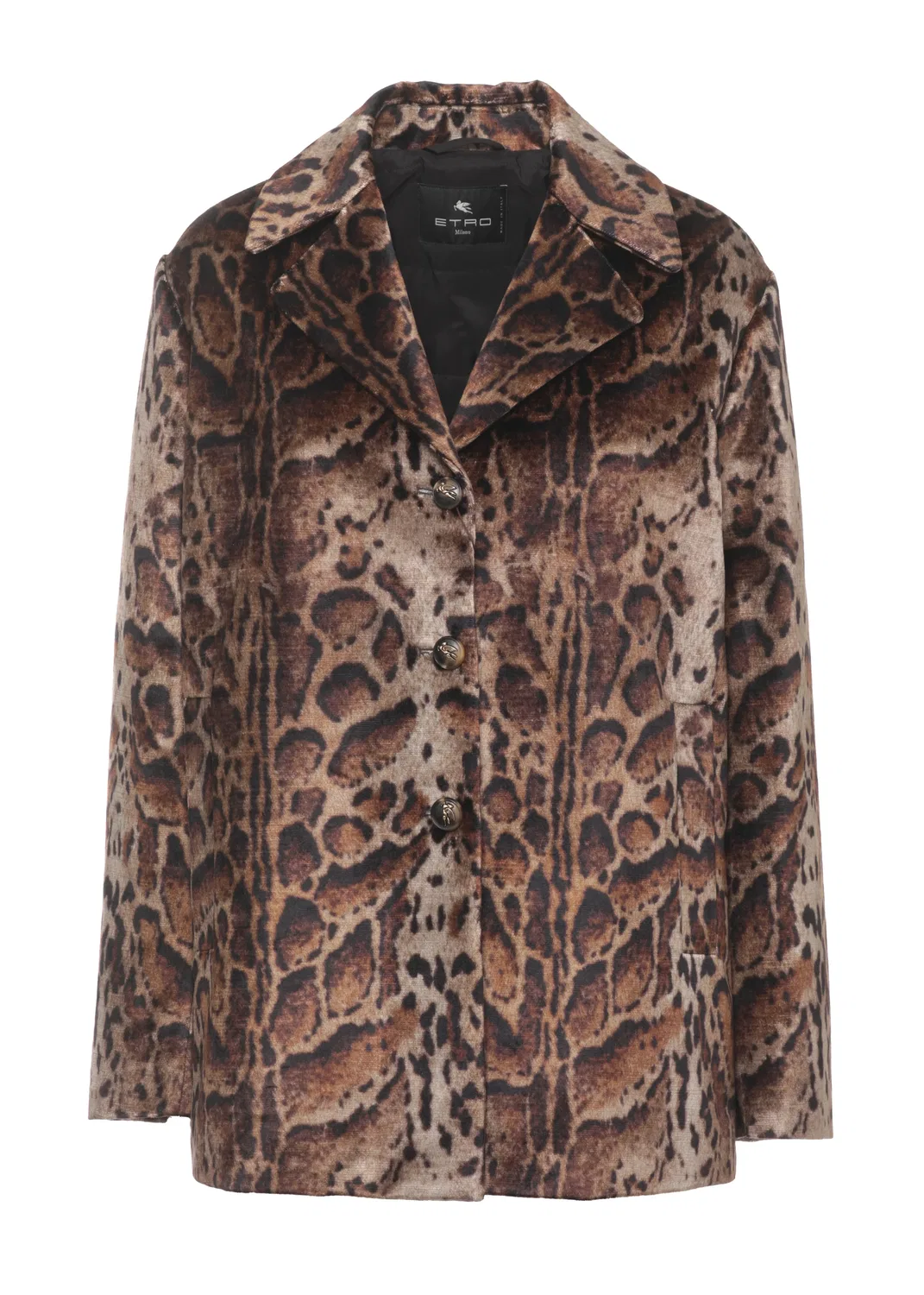 Женская стеганая куртка с принтом Animalier Etro, коричневый