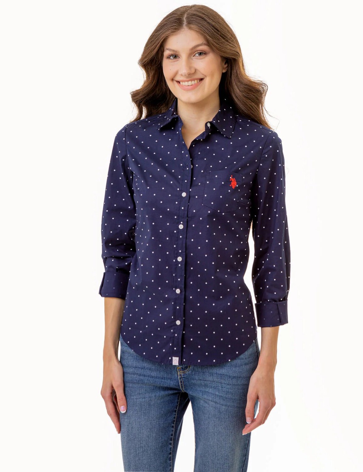 

Рубашка из поплина U.S. Polo Assn. Dot Print Shirt, синий