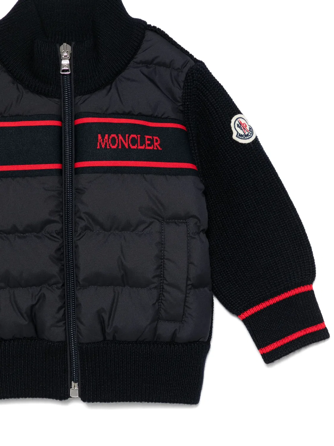 Пуховое пальто с панелями Moncler, синий — фото 2