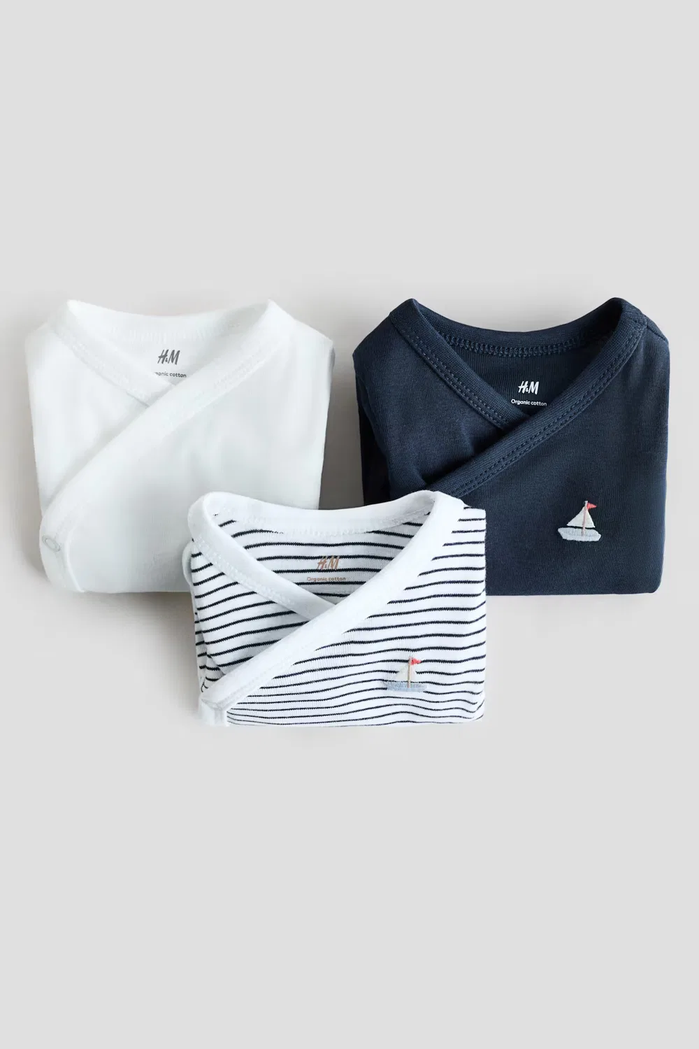 Комплект из 3 боди-обертываний H&M, Marineblau/Segelboot — фото 2