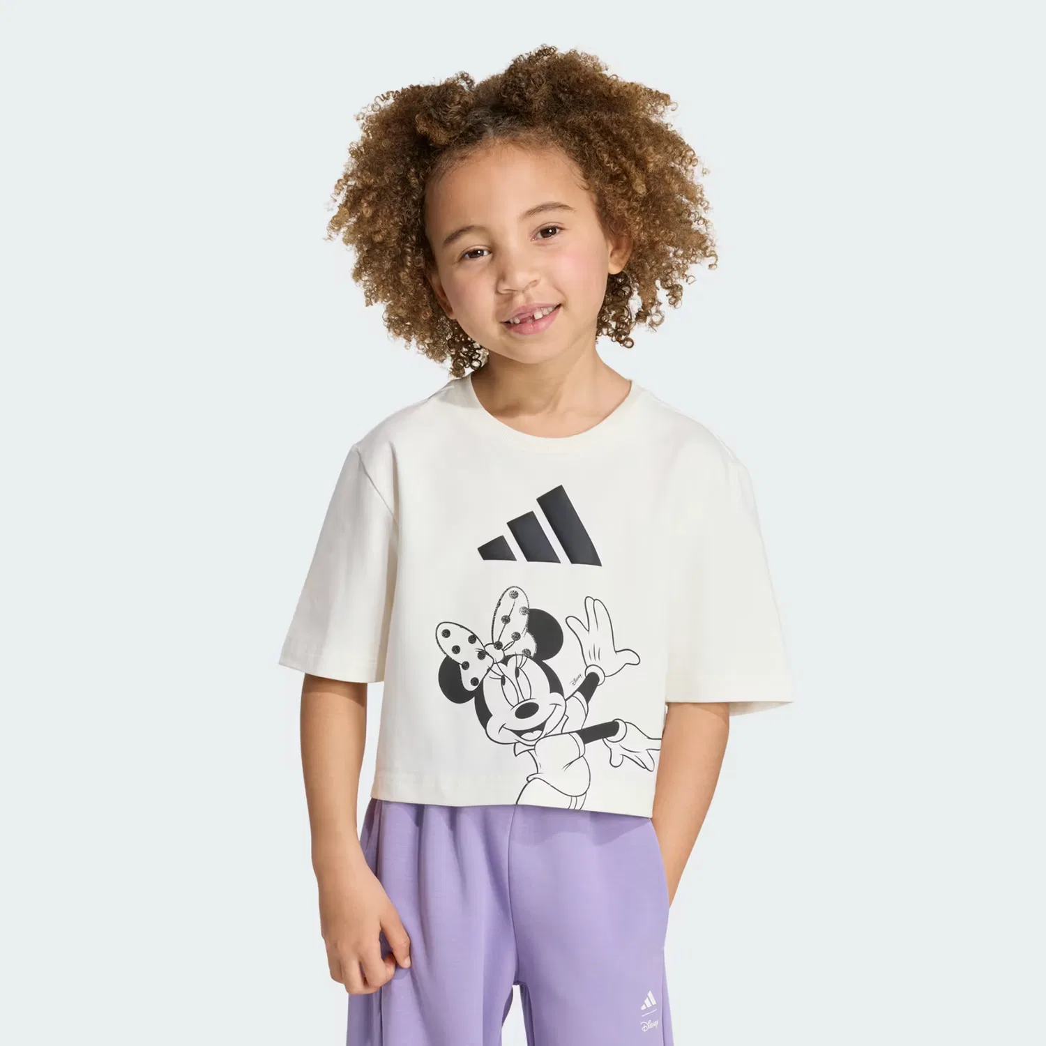 Детская футболка свободного кроя Disney Minnie Mouse Adidas Sportswear, бело-черный