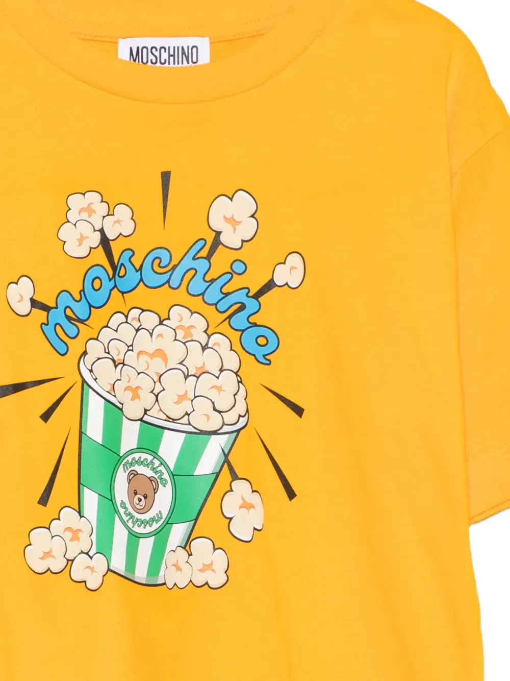 Футболка с принтом "Попкорн с плюшевым мишкой" Moschino Kids, желтый — фото 3
