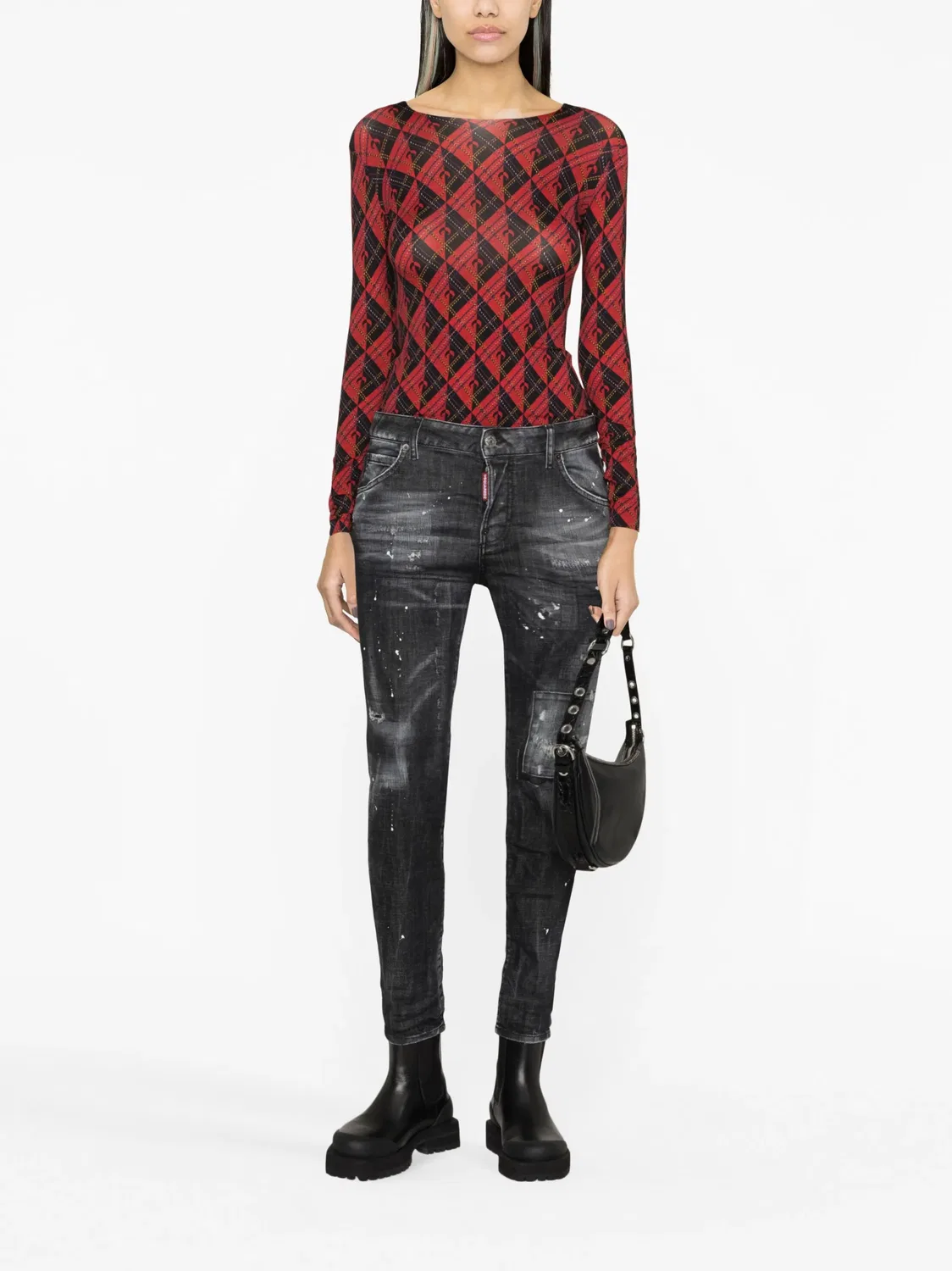 Укороченные Обтягивающие Джинсы С Порезами DSQUARED2, черный — фото 4