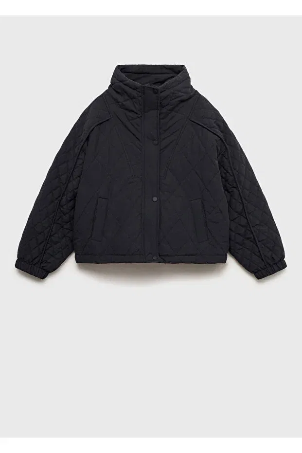 Детское пальто для девочек с утеплителем Mango Kids, Navy Blue — фото 3
