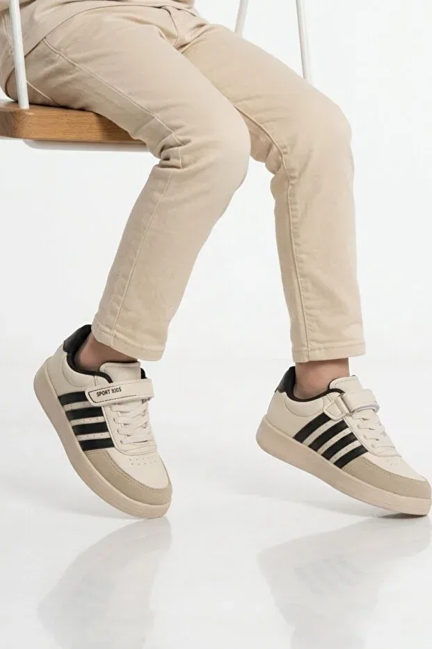Детские спортивные туфли для девочек с липучкой Lafonten 754 f, Beige-Black Ayakmod — фото 2