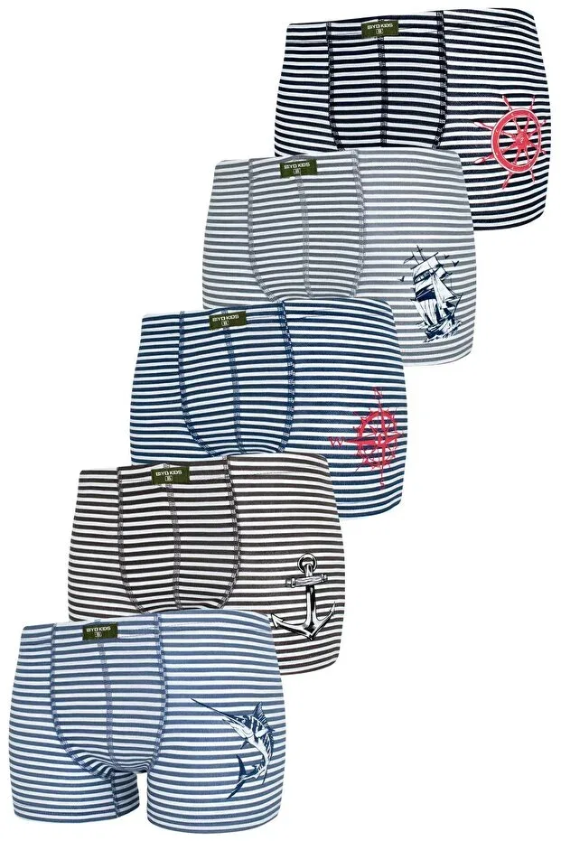 Детские боксеры для мальчиков с принтом Sail Pack of 5 Biyokids, Multicolored