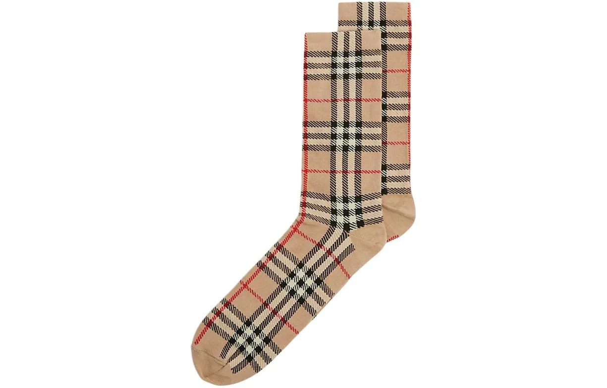 Носки с принтом в клетку Vintage Burberry, Beige