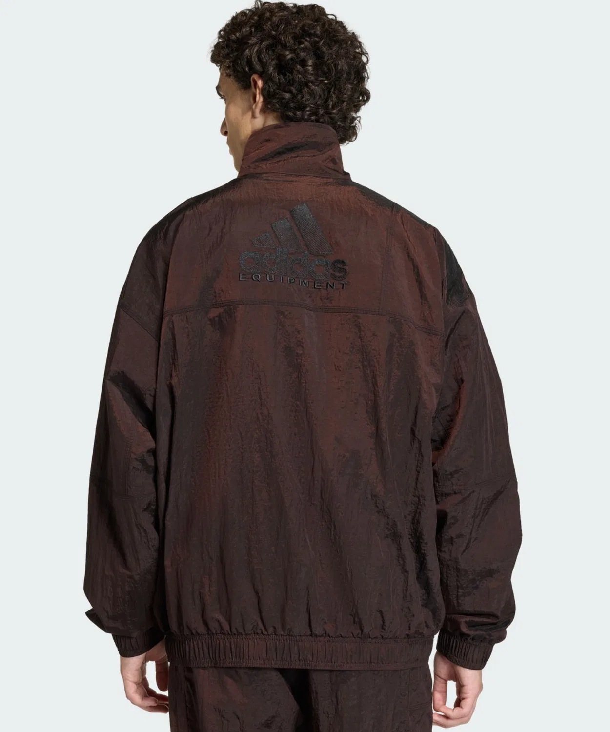 Мужской джерси-топ с воротником и молнией, модель EQT Adidas, Brown — фото 2