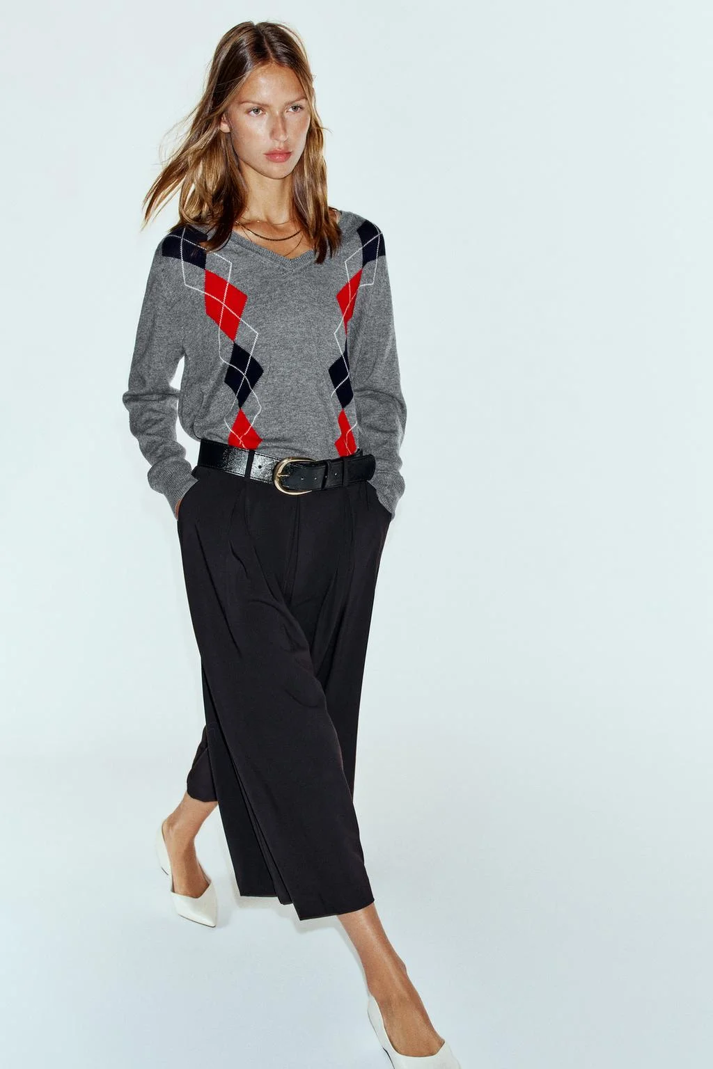 Брюки Zara Culotte Pliegues Cinturón, черный — фото 2
