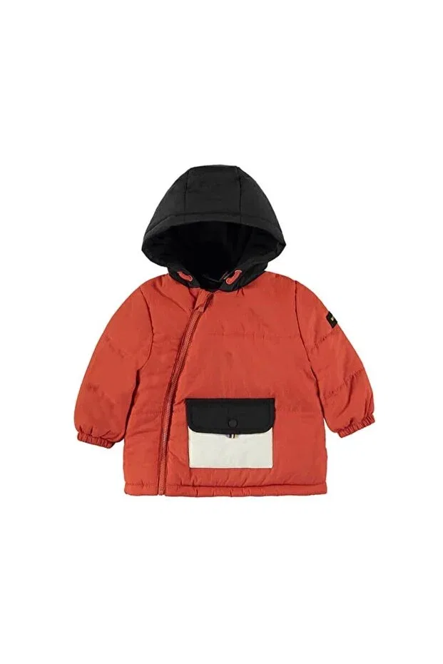 Детское зимнее пальто для девочек с капюшоном Mont-Padded Mayoral, Orange — фото 2