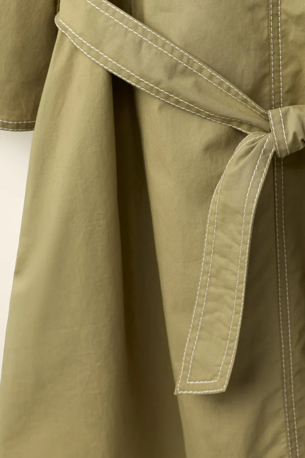 Платье из поплина с поясом, созданное Caramel London x Zara, Khaki — фото 4