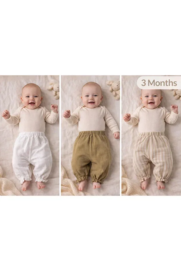 Детские брюки из муслина для девочек 100% хлопок Zemze Baby, Nude Color — фото 3