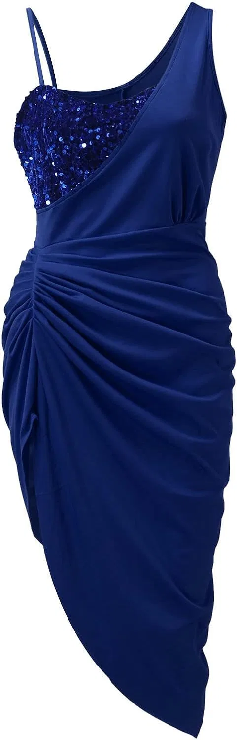 Женское вечернее платье с пайетками и декольте, Blue — фото 3