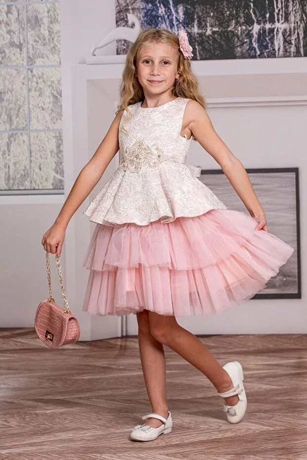 Детское платье из фатина с принтом Süslü Pink Kids, Pink