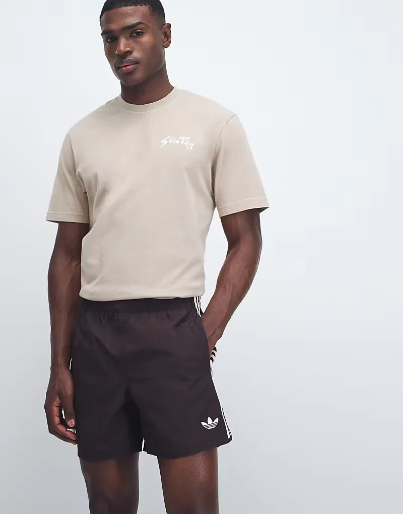 Спринтерские шорты Adidas Originals в кофейно-коричневом и розовом х — фото 2