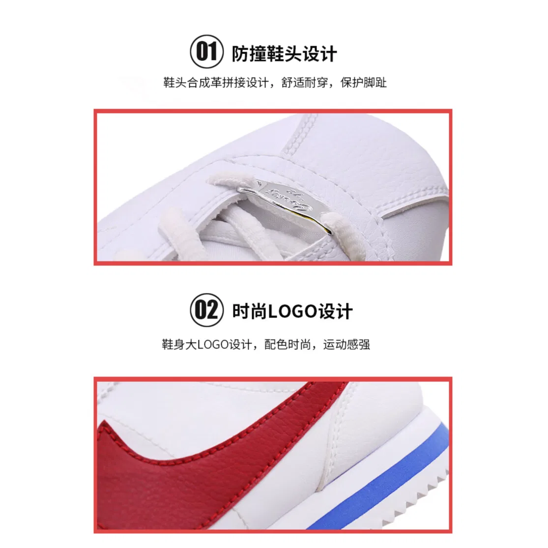 Детские кроссовки для бега с классическим дизайном Cortez Basic SL Nike, White Red — фото 4