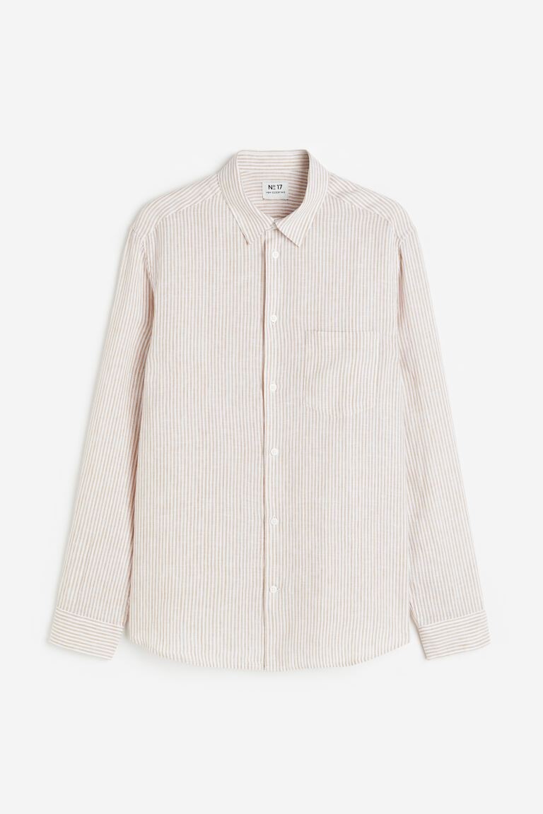 

Essentials No 17: Льняная рубашка H&M, светло-бежевый/полосатый