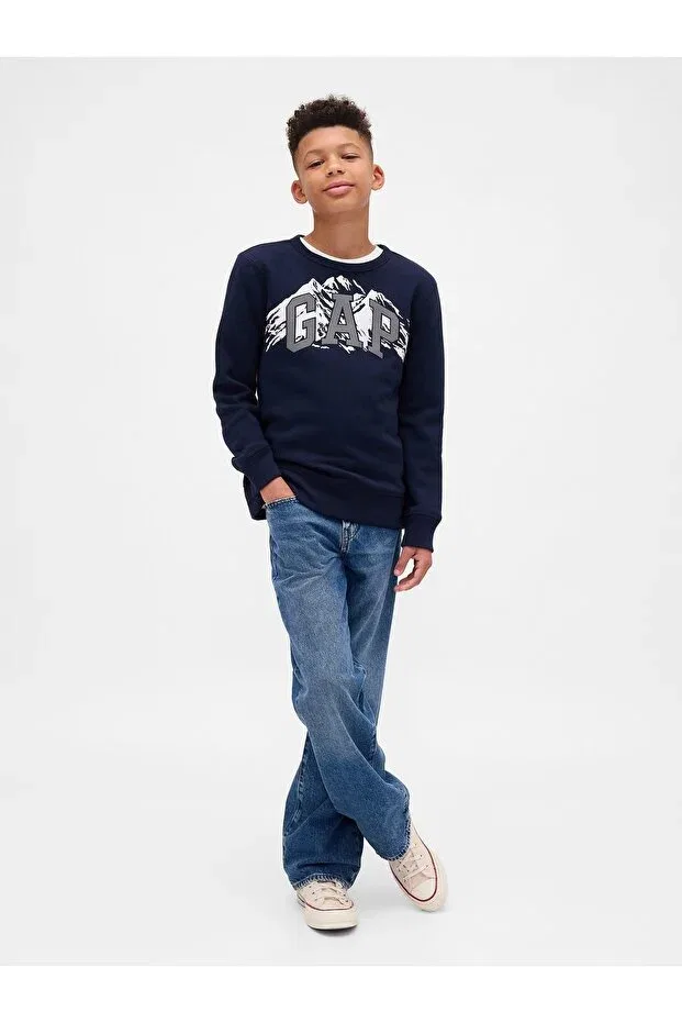 Детские свитшот для мальчиков с принтом Gap, Navy Blue-002 — фото 3