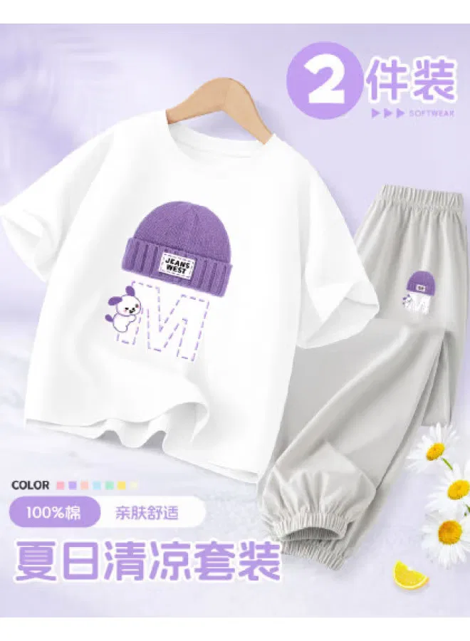 Комплект из футболки и штанов с коротким рукавом для девочек Jeanswest, молочный