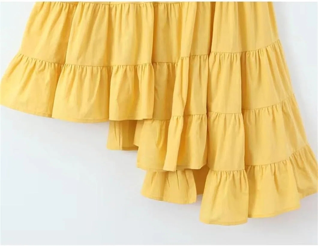 Женское летнее платье с асимметричным подолом Generic, Yellow — фото 4