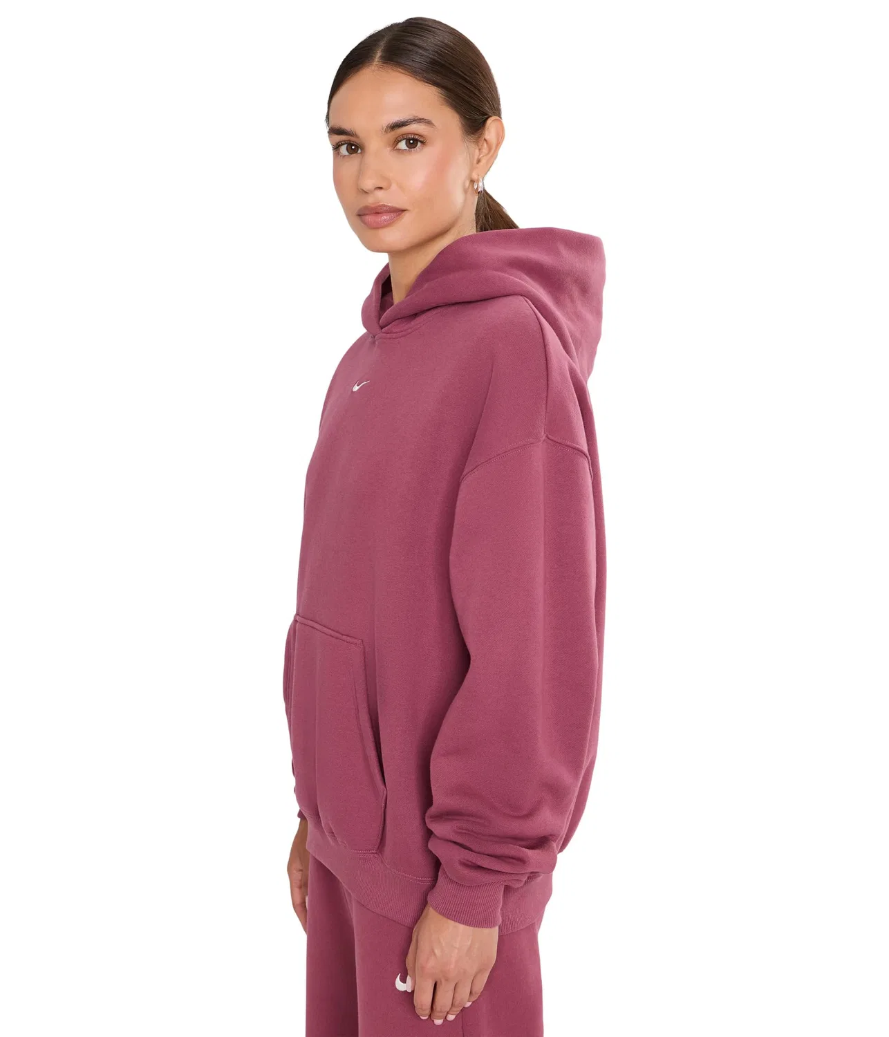 Толстовка с капюшоном Studio Fleece средней плотности, свободного кроя. Nike, Pink Smoke/Sail — фото 3