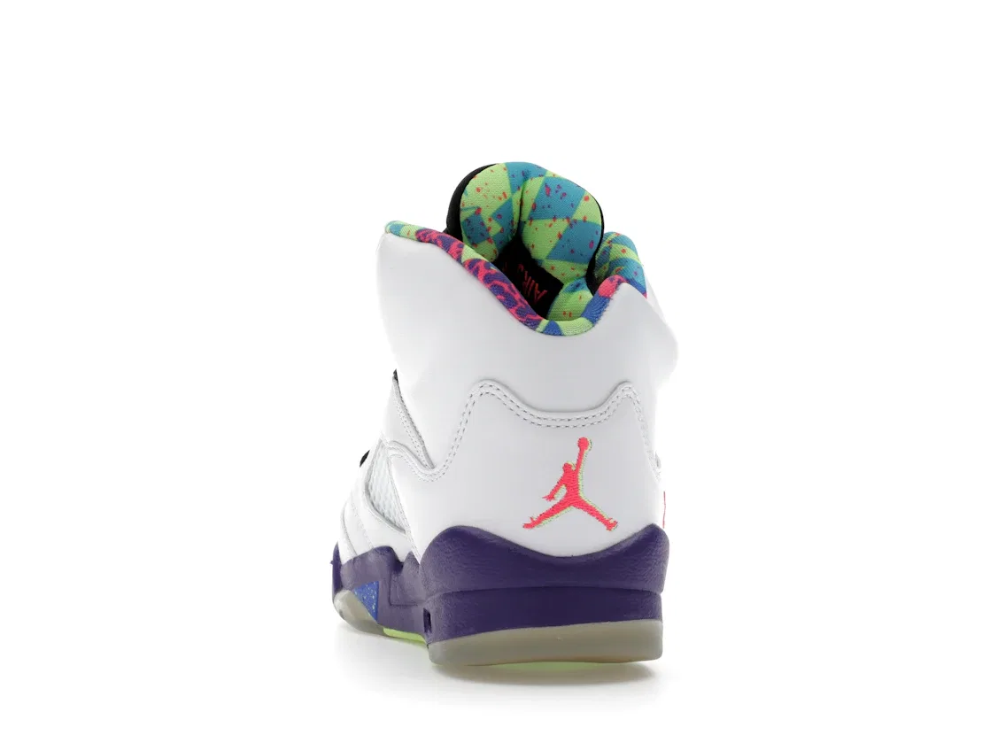 Детские кроссовки Lifestyle с контрастными деталями Jordan 5 Retro Jordan, White/Court Purple-Racer Pink-Ghost Green — фото 4