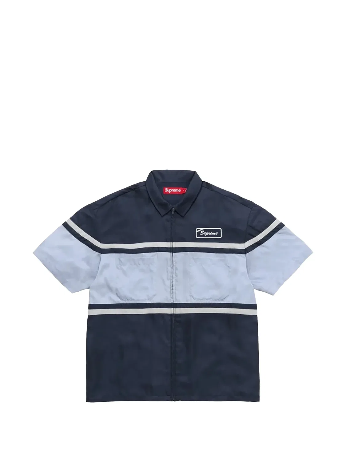 Рубашка на молнии с короткими рукавами Supreme, синий