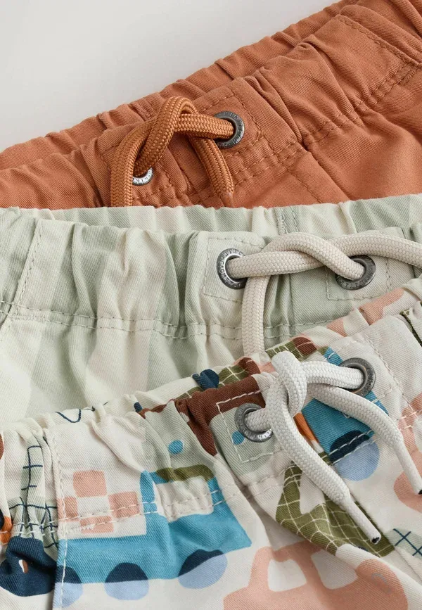 Шорты с принтом Regular fit - pull on shorts 3 pack Next, Rust Orange Stripe Transport, оранжевый — фото 3