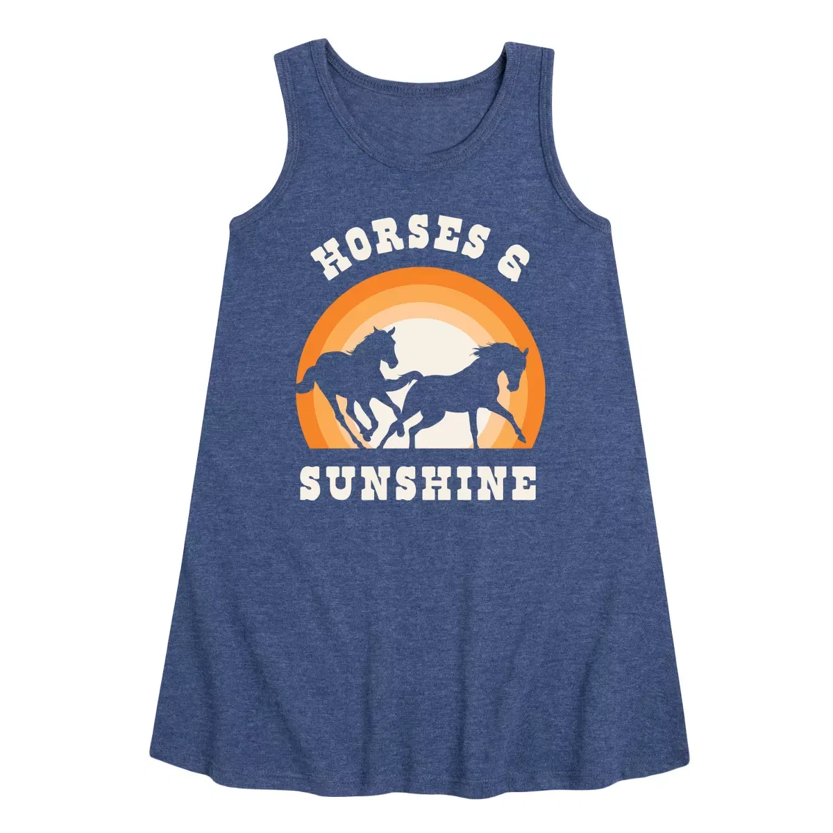 Детское платье-трапеция без рукавов Horses And Sunshine Instant Message, Heather Navy