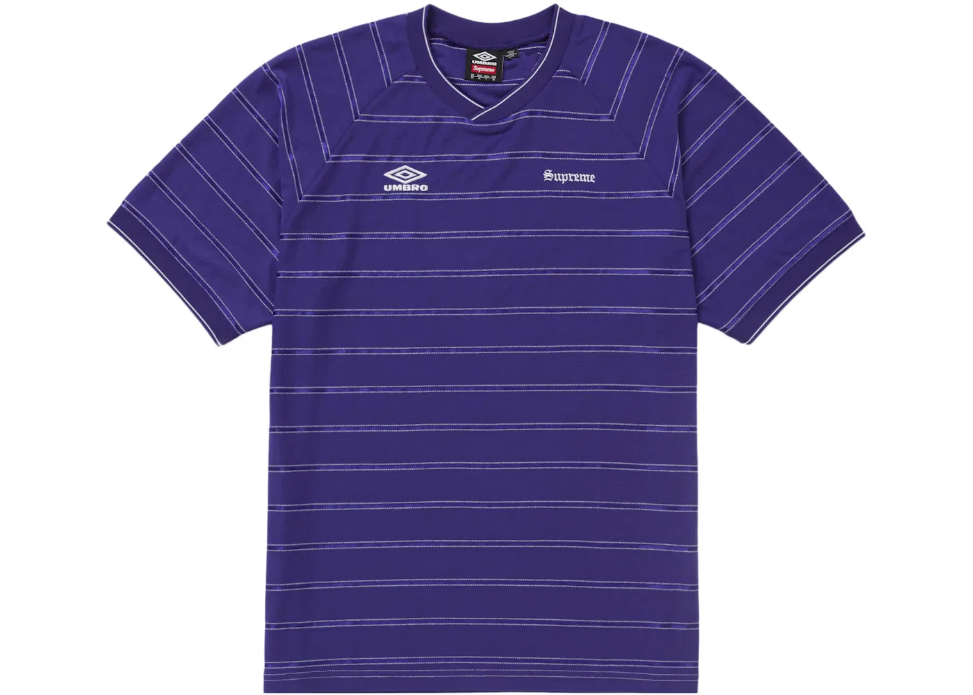 Мужская футболка с принтом Supreme Umbro Stripe Soccer Jersey, Purple