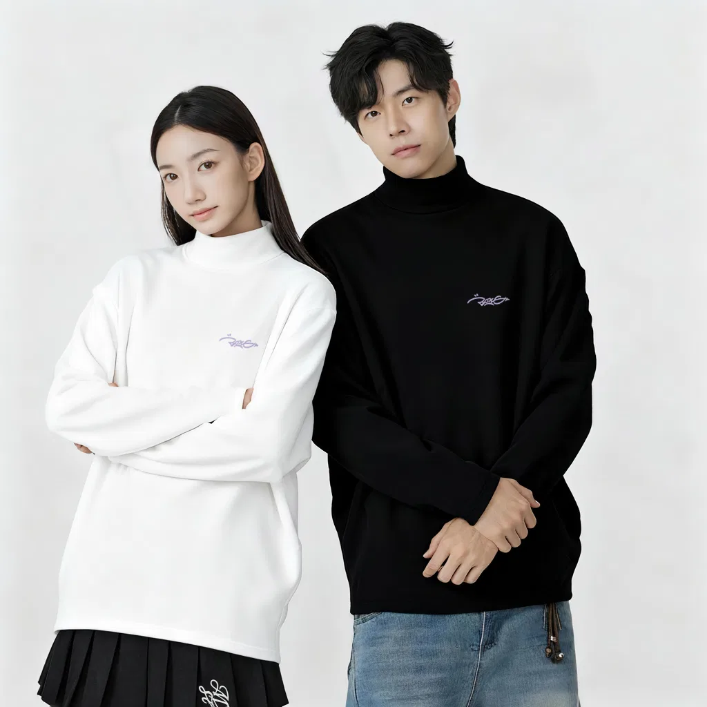 Детское полуводолазка утепленная на флисе прямого кроя MINISO, Thermal Fleece Gray Purple Graffiti Chest Logo — фото 4