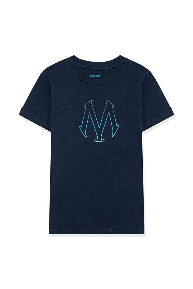 Детская футболка с принтом M Logo Mavi, Navy Blue-70490 — фото 3