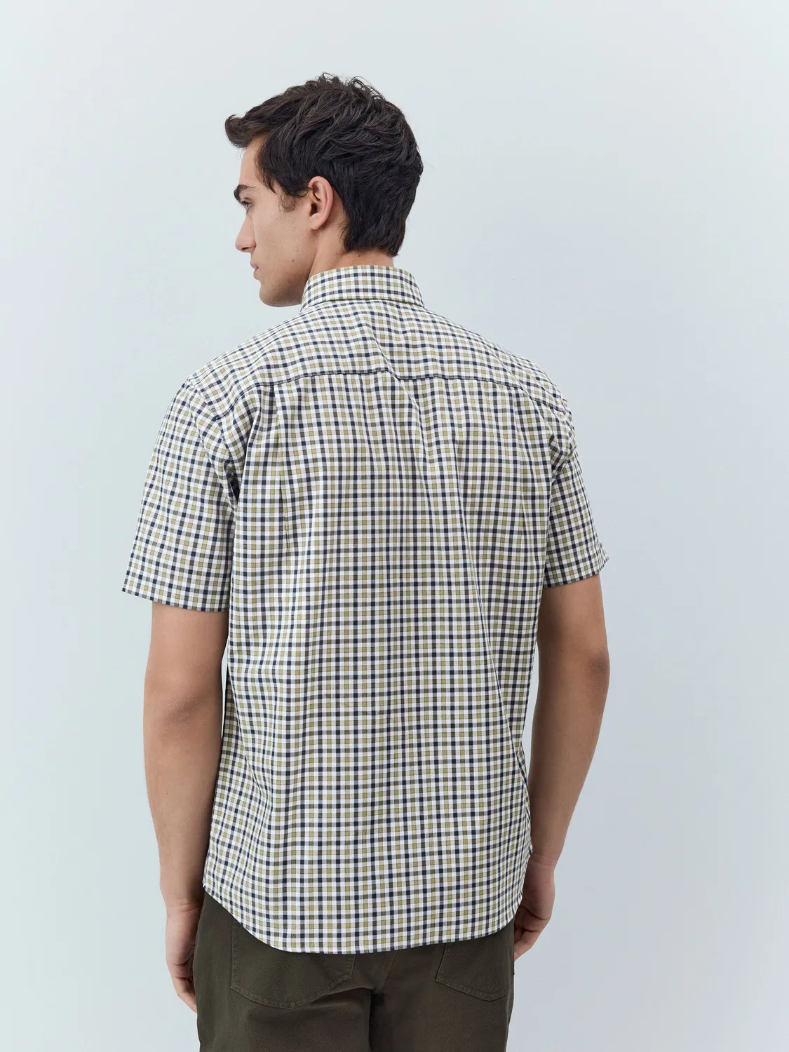 Рубашка оксфордская с коротким рукавом, Regular Fit Next, Navy/Neutral Gingham Check — фото 3