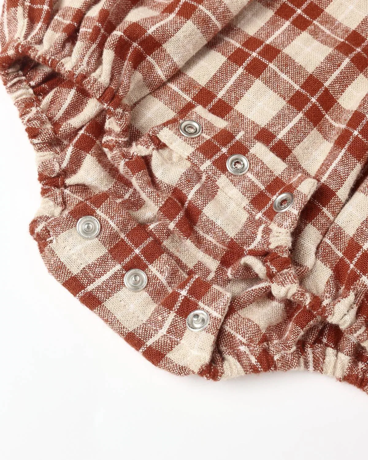 Детский боди-комбинезон для девочек с рукавами-фонариками Heidi Romper Rylee + Cru, Red Plaid — фото 2