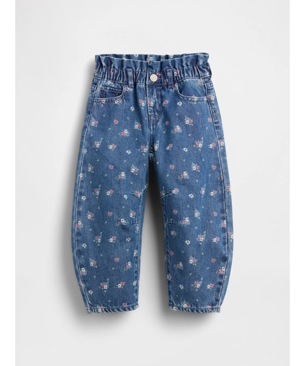 Детские джинсы с цветочным принтом и рюшами Horsehoe Denim GAP, Indigo Blue