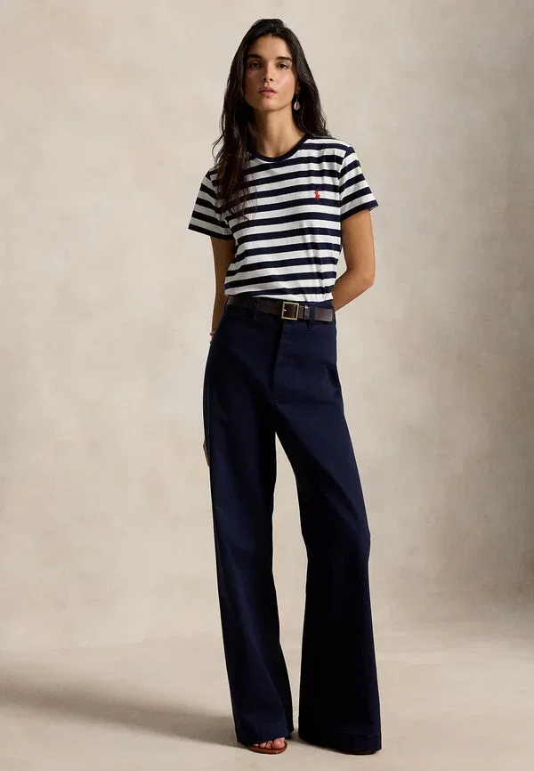 Футболка с полосками из джерси Striped cotton jersey tee Polo Ralph Lauren, Hunter темно-синий/White — фото 2