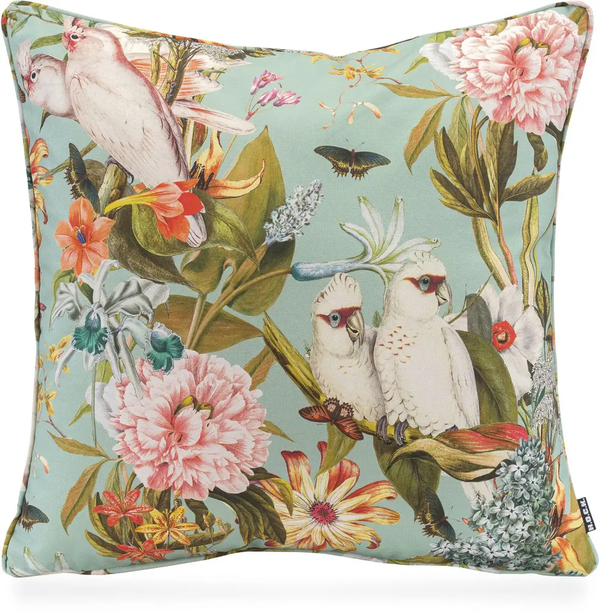 

Х.ОК.К. Подушка декоративная "Ботаника", тропический узор, ретро, ​​с наполнителем, чехол на молнии H.O.C.K. 50х50 см, голубой/бирюзовый