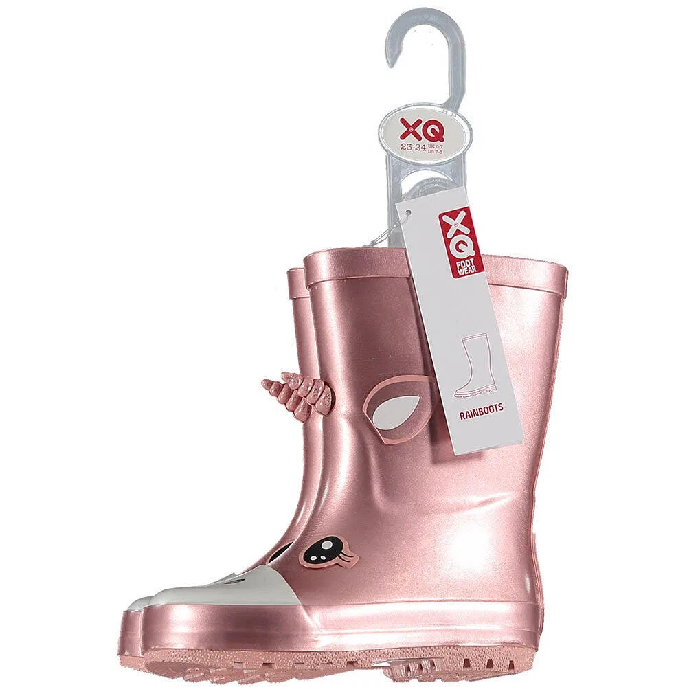 Детские резиновые сапоги с принтом Einhorn Xq Footwear, Goldrosa — фото 2