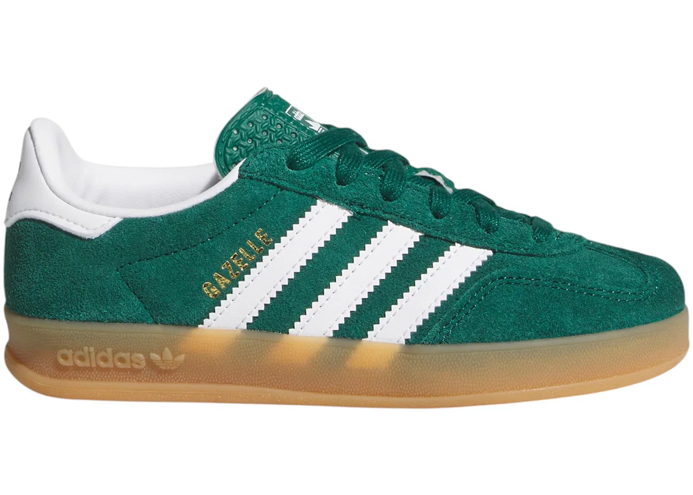Детские кроссовки для мальчиков с замшевым верхом Adidas Gazelle Indoor, Collegiate Green/Cloud White/Gum