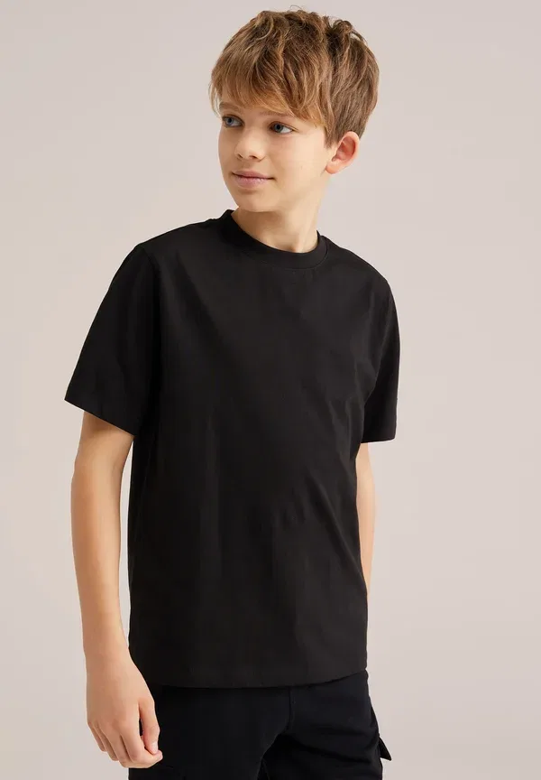 Футболка хлопковая Basic T-shirt We Fashion Black, 2-pack, черный — фото 2